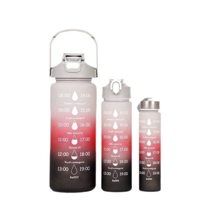 3IN1 MOTIVATIONAL WATER BOTTLE WITH STRAW (2000ml,700ml,300ml)NO BLACK COLOR - Image 6