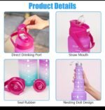 3IN1 MOTIVATIONAL WATER BOTTLE WITH STRAW (2000ml,700ml,300ml)NO BLACK COLOR - Image 7