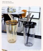 (ON SALES) QUALITY FANCY GLASS CUP WITH STRAW
Perfect for Coffee,Juice,Milk shake and Smoothie Design 6 - Image 2