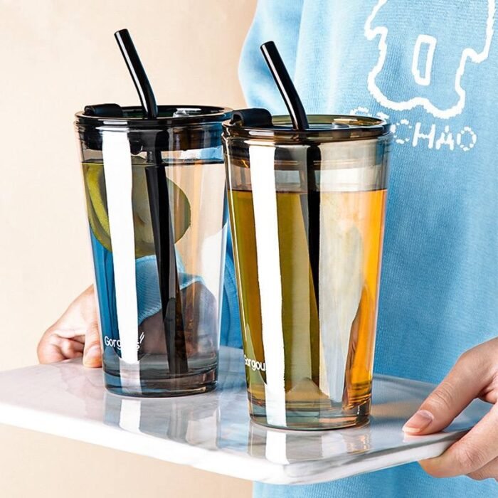 (ON SALES) QUALITY FANCY GLASS CUP WITH STRAW
Perfect for Coffee,Juice,Milk shake and Smoothie Design 6 - Image 3