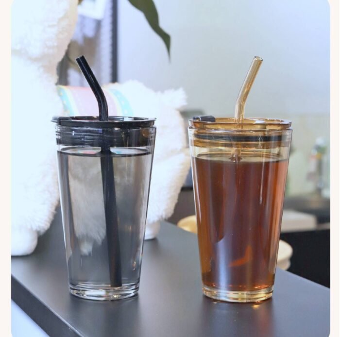 (ON SALES) QUALITY FANCY GLASS CUP WITH STRAW
Perfect for Coffee,Juice,Milk shake and Smoothie Design 6 - Image 4
