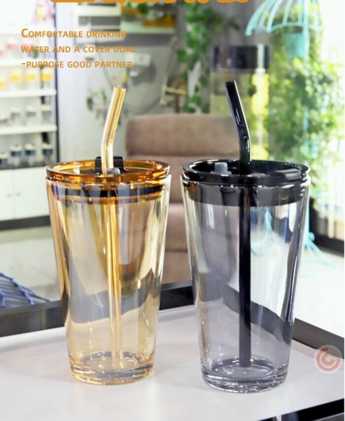 (ON SALES) QUALITY FANCY GLASS CUP WITH STRAW
Perfect for Coffee,Juice,Milk shake and Smoothie Design 6 - Image 5
