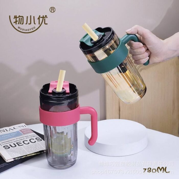 (ON SALES) 780ML QUALITY STRONG LARGE CAPACITY OFFICE MUG,STRAW WATER,SMOOTHIE,COFFEE TRAVEL CUP WITH HANDLE - Image 3