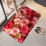3D FLOWER PRINT DIATOMITE/SILICON DESIGN QUICK DRY/WATER ABSORBENT FOOTMAT DESIGN 4 

SIZE 40*60CM - Image 2