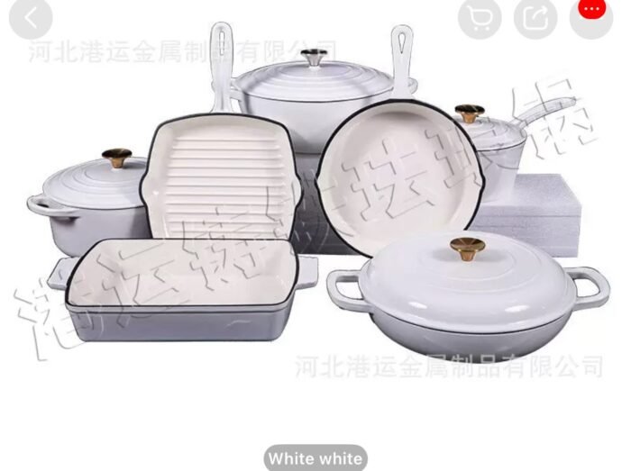 7PC ORIGINAL HIGH QUALITY DURABLE THICK HEAVY ENAMEL CAST IRON POT(Chef standard)••Color Red,Blue&Green••RED CARTON - Image 4