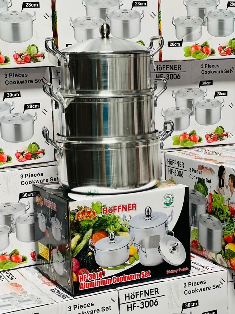8657da08-b032-479f-abac-498654ae50b2-2 3PC HOFFNER ALUMINUM POT SET SIZE 22,24&26CM(3014) - Image 1