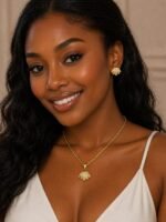 QUALITY SUNBELLE FASHION NON TARNISH CHAIN AND EARRING STONE SET DESIGN 3