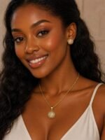 QUALITY SUNBELLE FASHION NON TARNISH CHAIN AND EARRING STONE SET DESIGN 2