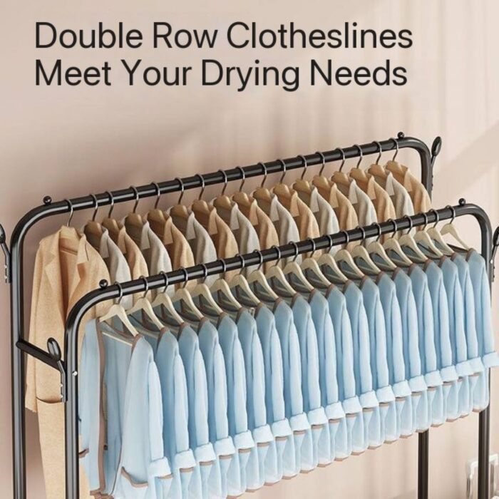 48KG DOUBLE IRON POLE,SINGLE LAYER CLOTHE RACK WITH TYRE(Single step) - Image 2