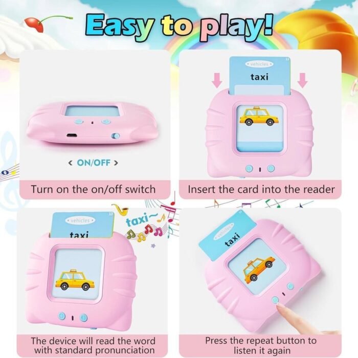 112PC CARD 224 WORDS KIDS LEARNING EDUCATIONAL DEVICE CAT DESIGN 1 (100mah battery) - Image 6