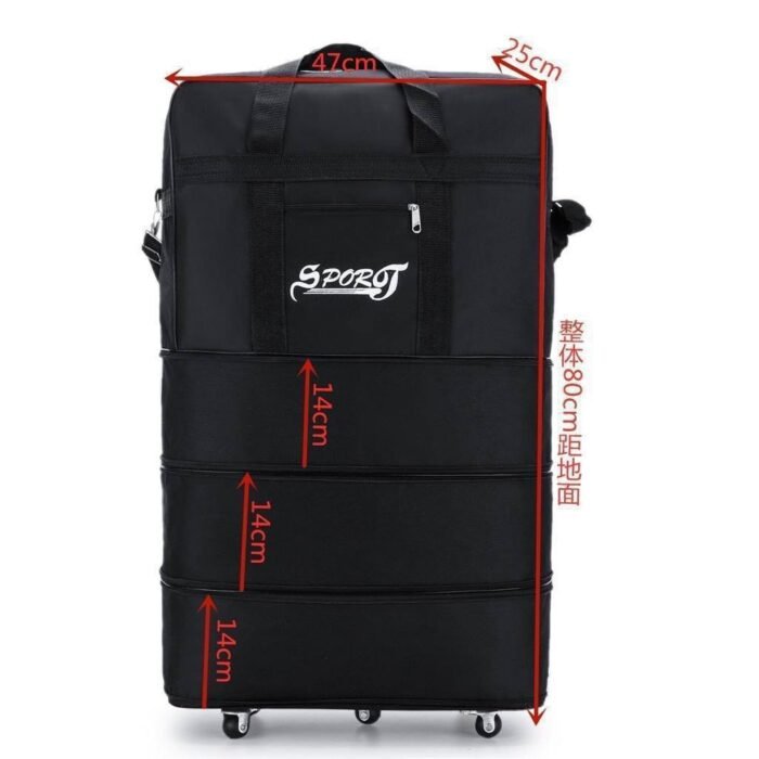 COLLAPSIBLE HIGH QUALITY WEIGHTLESS LEATHER MULTIFUNCTIONAL LUGGAGE BAG WITH TYRE - Image 2