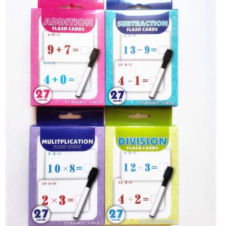 img_1355 MATHEMATICS : KIDS LEARNING FLASH CARDS(26PC CARDS AND ERASABLE PENCIL) - Image 1