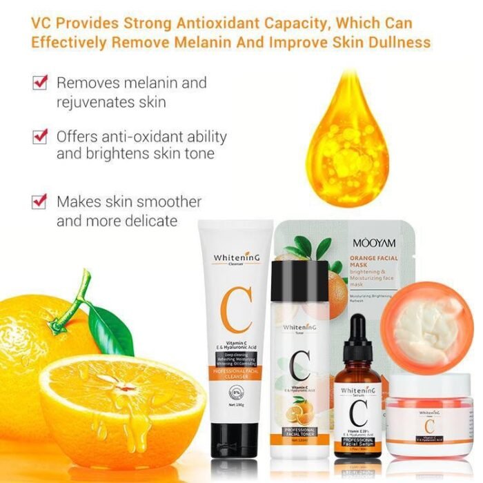 5IN1 PROFESSIONAL VITAMIN C KIT(FACIAL SERUM 30ml,FACIAL TONER 120ml,FACIAL CLEANSER 200g,FACIAL MASK and FACIAL CREAM) - Image 3
