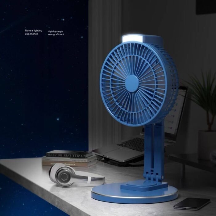L-R 2028 STRONG QUALITY FOLDABLE AND 360 DEGREE ROTATING RECHARGEABLE TABLE FAN WITH LED LIGHT - Image 2