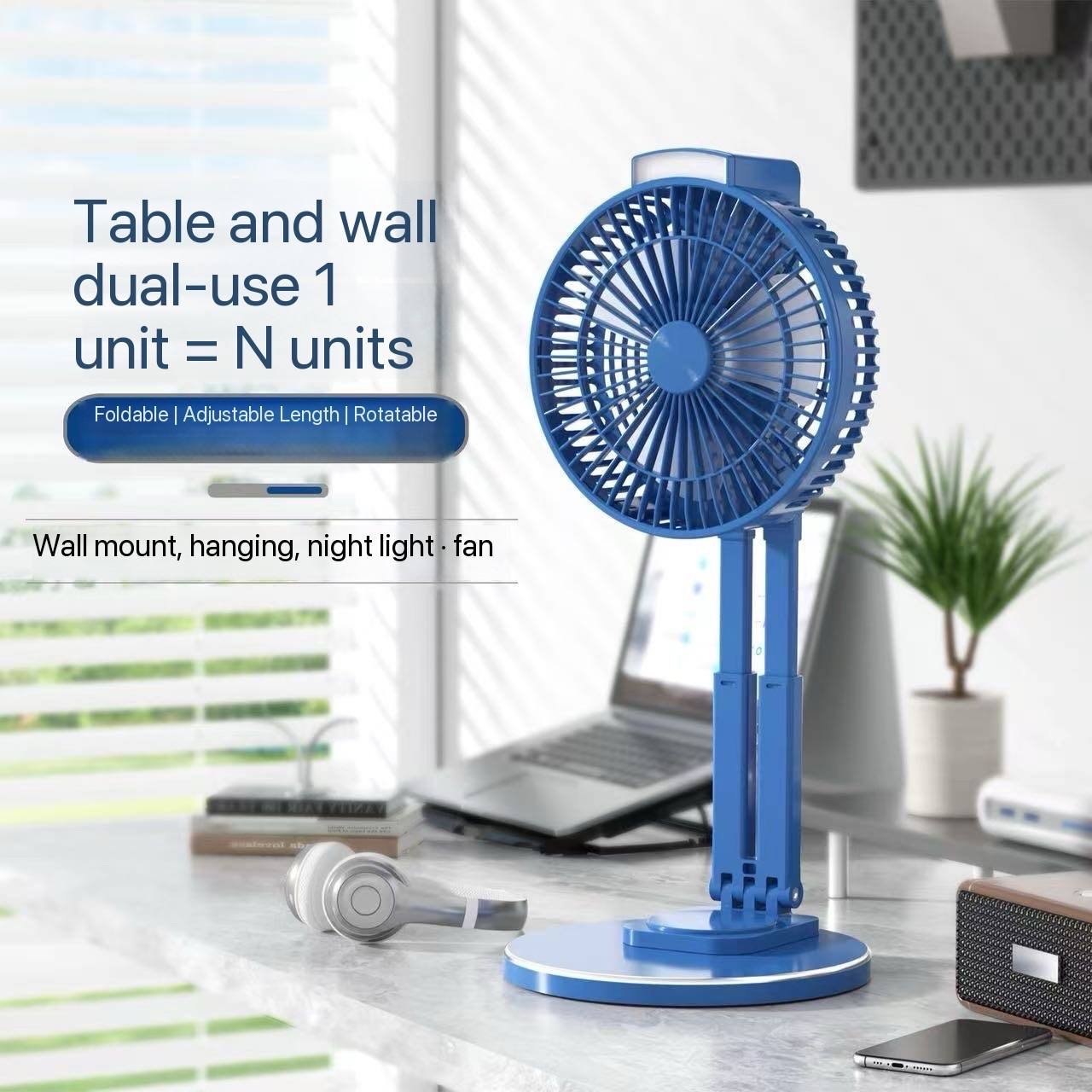 img_1707 L-R 2028 STRONG QUALITY FOLDABLE AND 360 DEGREE ROTATING RECHARGEABLE TABLE FAN WITH LED LIGHT - Image 1