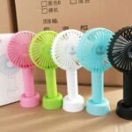 MINI  RECHARGEABLE HAND FAN WITH STAND(This is the quality one that comes with good battery,blows well and durable)