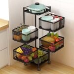 4 and 5 LAYER BOX SHAPE 360 DEGREE ROTATING FRUIT,VEGETABLE TROLLEY RACK WITH WHEELS 

Can be used in the Kitchen,Bathroom,Bedroom,Living room and office - Image 6