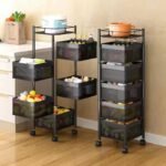 4 and 5 LAYER BOX SHAPE 360 DEGREE ROTATING FRUIT,VEGETABLE TROLLEY RACK WITH WHEELS 

Can be used in the Kitchen,Bathroom,Bedroom,Living room and office