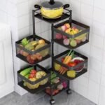 4 and 5 LAYER BOX SHAPE 360 DEGREE ROTATING FRUIT,VEGETABLE TROLLEY RACK WITH WHEELS 

Can be used in the Kitchen,Bathroom,Bedroom,Living room and office - Image 2