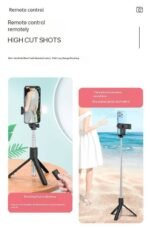 (ON SALES) F310S 1M WIRELESS ADJUSTABLE BLUETOOTH LIVE BROADCAST SELFIE STICK WITH FILL LIGHT AND DETACHABLE REMOTE (Phone holder Revolves 360 degree and 690mm Extendable length) - Image 2