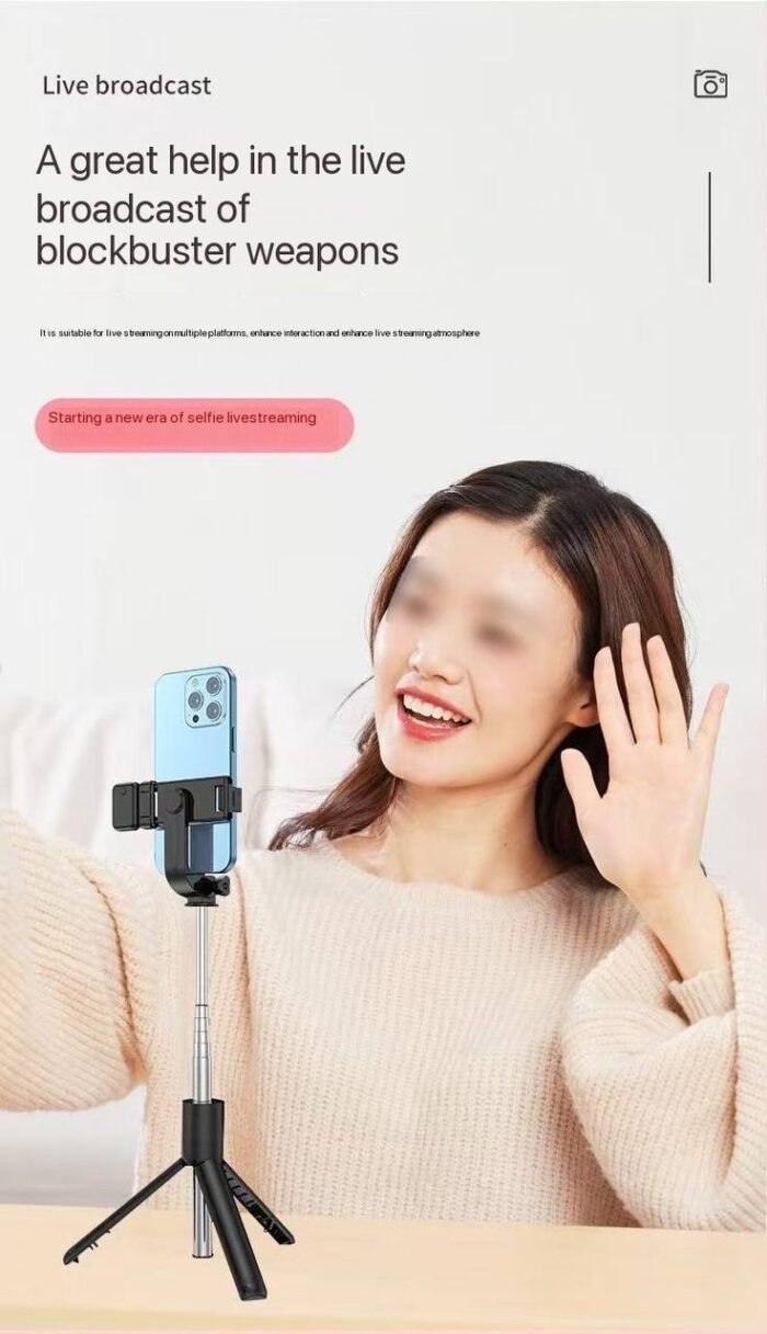 (ON SALES) F310S 1M WIRELESS ADJUSTABLE BLUETOOTH LIVE BROADCAST SELFIE STICK WITH FILL LIGHT AND DETACHABLE REMOTE (Phone holder Revolves 360 degree and 690mm Extendable length) - Image 4
