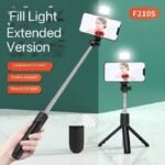 (ON SALES) F210S 0.7M WIRELESS ADJUSTABLE BLUETOOTH LIVE BROADCAST SELFIE STICK WITH FILL LIGHT AND DETACHABLE REMOTE (Phone holder Revolves 360 degree and 690mm Extendable length) - Image 2