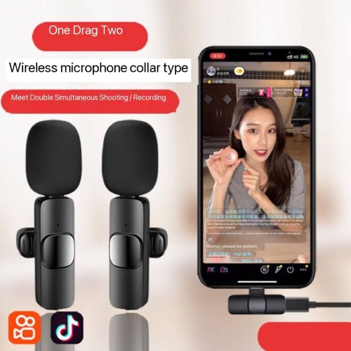 K9 WIRELESS LAPEL MICROPHONE 

Comes with  Type C + Android + Iphone Adapter and 2 or Double Microphone (For all phone type) - Image 3