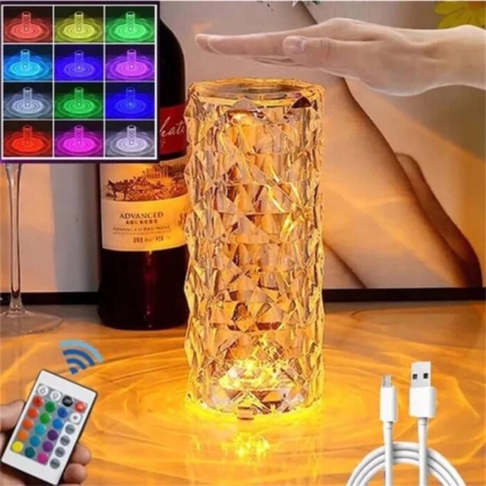 RECHARGEABLE DIAMOND CRYSTAL RGB MULTI COLORED TABLE BED SIDE LAMP DESIGN 3

✔️Touch Switch 
✔️ All - Match Style 
✔️ Multicolour (plain & RGB lighting)
✔️16 Different colors - Image 2