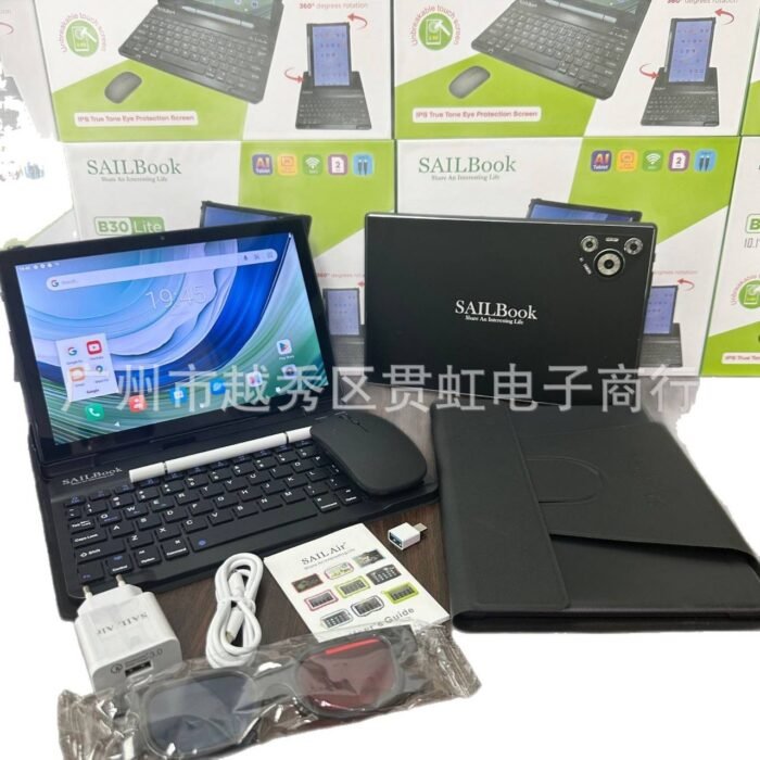 SAIL AIR NOTE BOOK B30
5G 2SLIM SLOT/WIFI ENABLED 12GB+256GB ANDROID 14 
10.1inch True gone IPS Eye protection screen 360 Rotating Hoister 
WITH FREE BLUETOOTH KEYPAD,LEATHER CASE,MOUSE,TOUCH PEN,3D GLASS,OT CONVERTER,TYPE C AND CHARGER 
10,000mah battery TABLET OR IPAD - Image 4