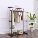 THICK QUALITY STRONG ROD DOUBLE POLE TELESCOPIC RETRACTABLE CLOTHE RACK 80CM BY 90-150CM