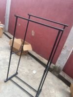 THICK QUALITY STRONG ROD DOUBLE POLE TELESCOPIC RETRACTABLE CLOTHE RACK 80CM BY 90-150CM - Image 2
