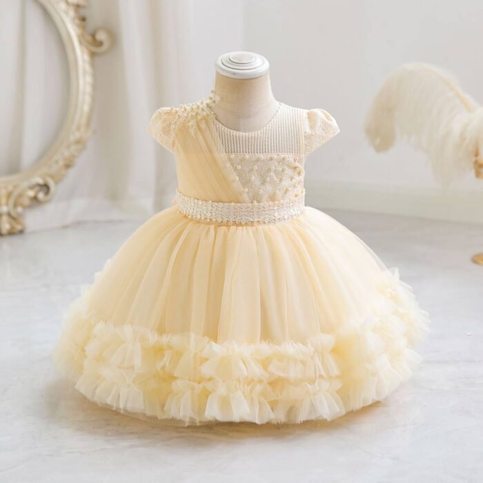 ELIANA QUALITY RUFFLE BEADED GOWN 

IT IS A KNEE LENGTH GOWN - Image 2