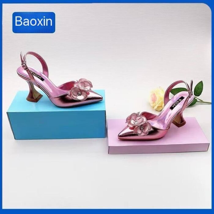 NATASHA CLASSY SLINGBACK ROSE DESIGN HEEL SANDAL - Image 4