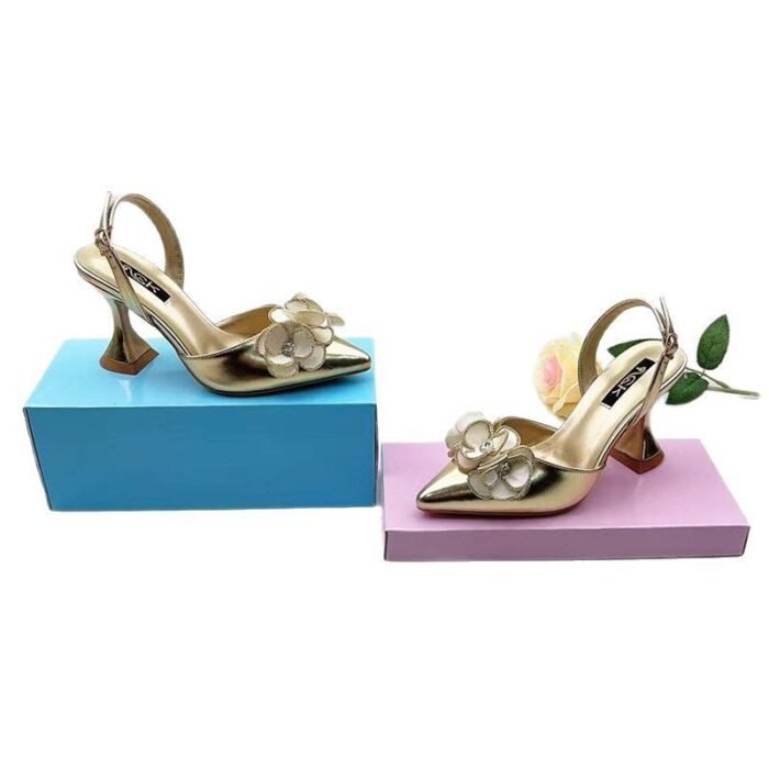 NATASHA CLASSY SLINGBACK ROSE DESIGN HEEL SANDAL - Image 6
