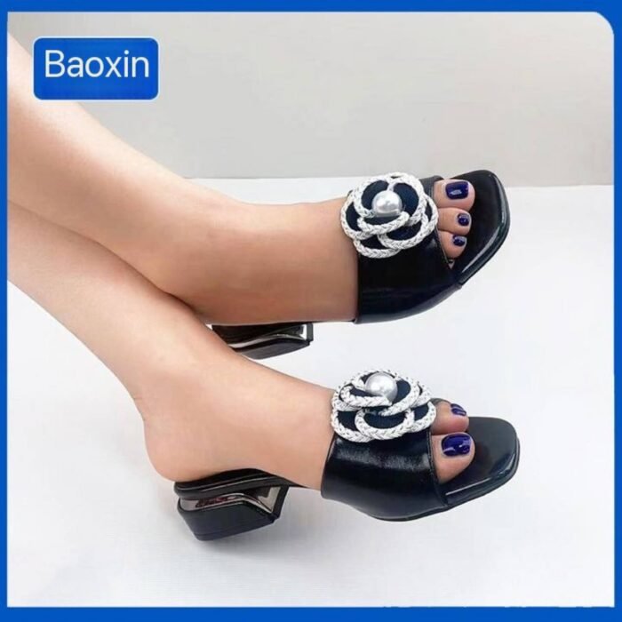 KEZZY CLASSY FLAT HEELS ROSE DESIGN SLIPPERS - Image 3