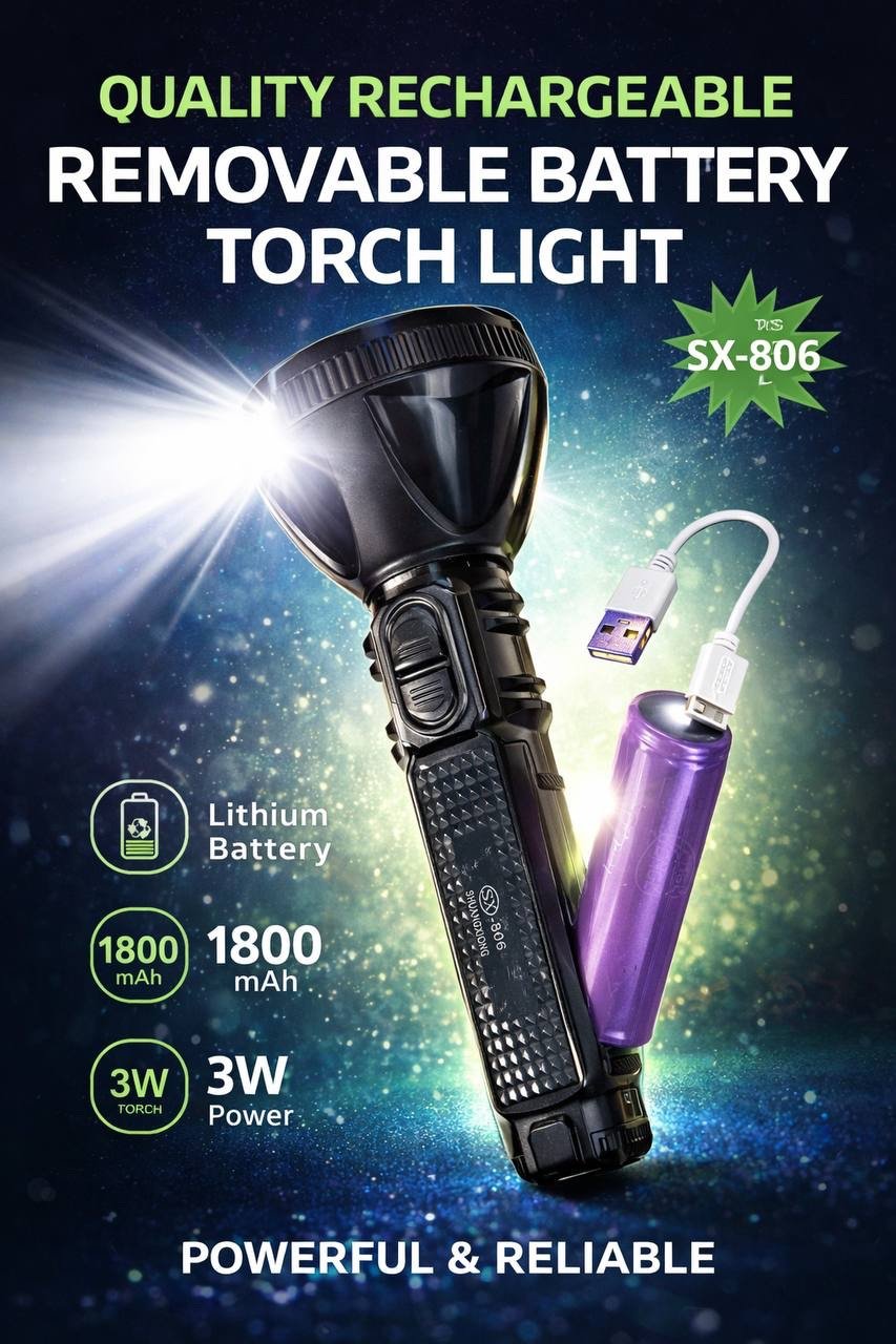 img_4171 BRIGHT RECHARGEABLE REMOVABLE BATTERY TORCHLIGHT SX - Image 1