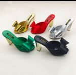 HEPHZY PREMIUM STYLISH OPEN TOE BOWKNOT CHUNKY HIGH HEEL SLIPPERS