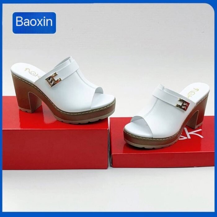 PURE LEATHER BLOCK HEEL SHOE - Image 2
