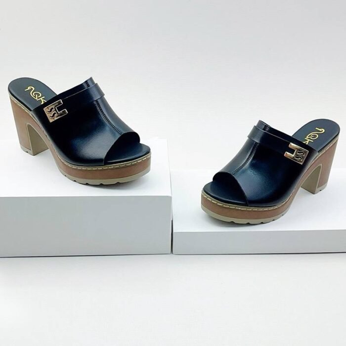 PURE LEATHER BLOCK HEEL SHOE - Image 5