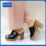 PURE LEATHER BLOCK HEEL SHOE - Image 6