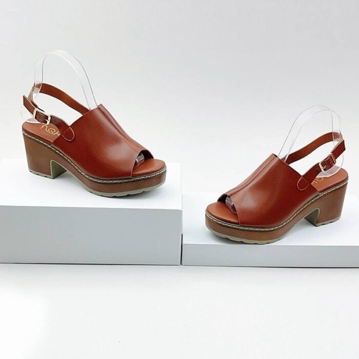 PURE LEATHER BLOCK HEEL SANDAL - Image 2