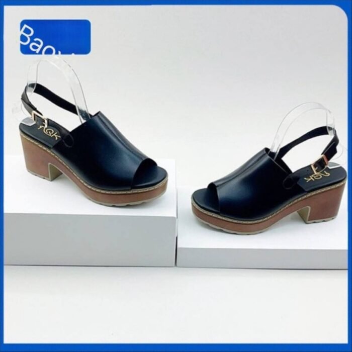 PURE LEATHER BLOCK HEEL SANDAL - Image 4