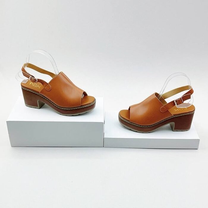 PURE LEATHER BLOCK HEEL SANDAL - Image 5