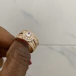 QUALITY ZIRCONIA STEEL WEDDING RING NEW SET DESIGN 4 (gold)
