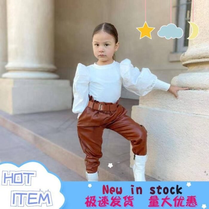 ZURIEL QUALITY GIRLS OUTFIT LEATHER TROUSER,TOP AND BELT - Image 6