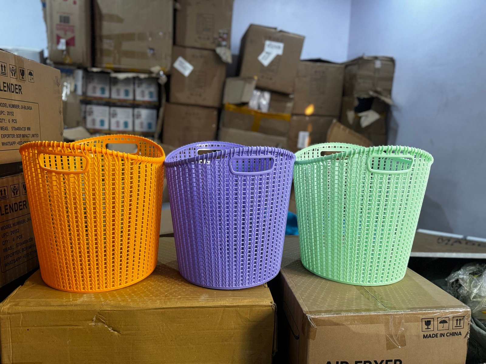img_4405 BIG SIZE FANCY LAUNDRY BASKET(Purple Orange and Green) - Image 1