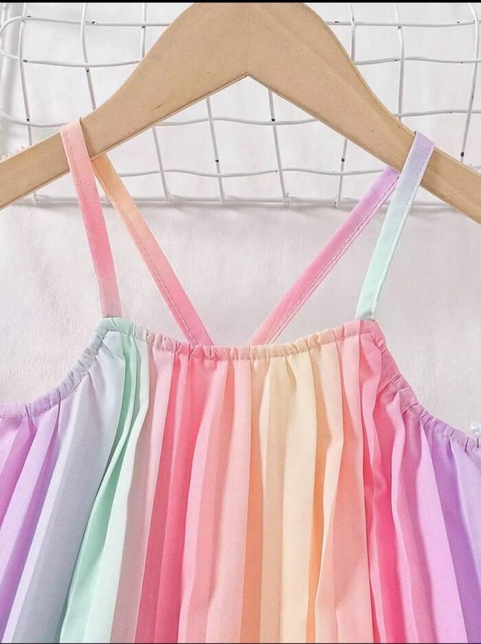 TRICIA SUMMER GIRLS STRIPED SLEEVELESS STRAP TOP AND PLEATED PALAZZO PANT - Image 5