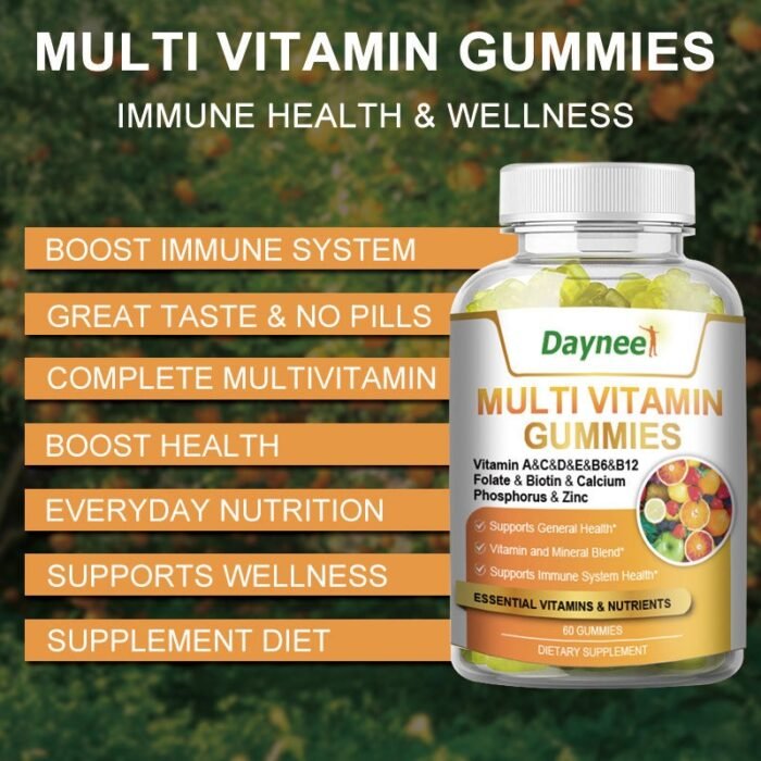 DAYNEE MULTIVITAMIN GUMMIES 60PC(Vitamin A,C,D,E,B6&B12)
Folate,Biotin and Calcium 
Phosphorus and Zinc - Image 3
