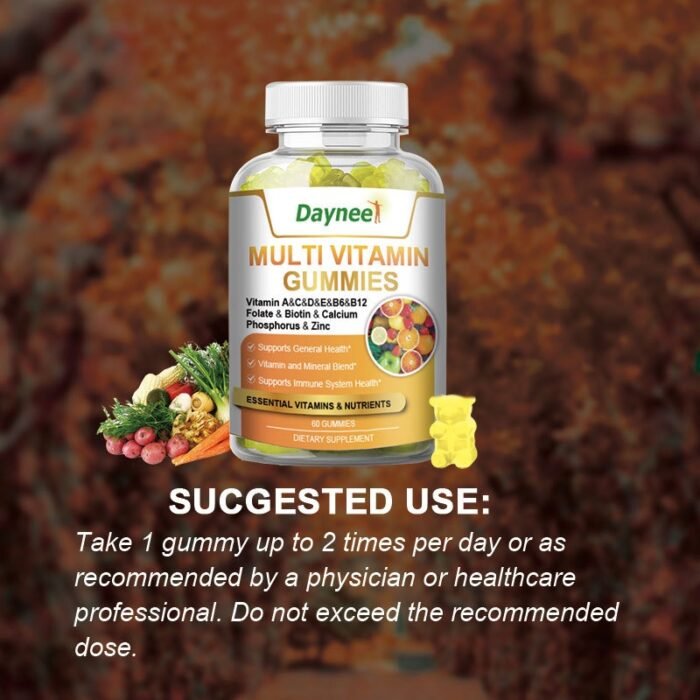 DAYNEE MULTIVITAMIN GUMMIES 60PC(Vitamin A,C,D,E,B6&B12)
Folate,Biotin and Calcium 
Phosphorus and Zinc - Image 4