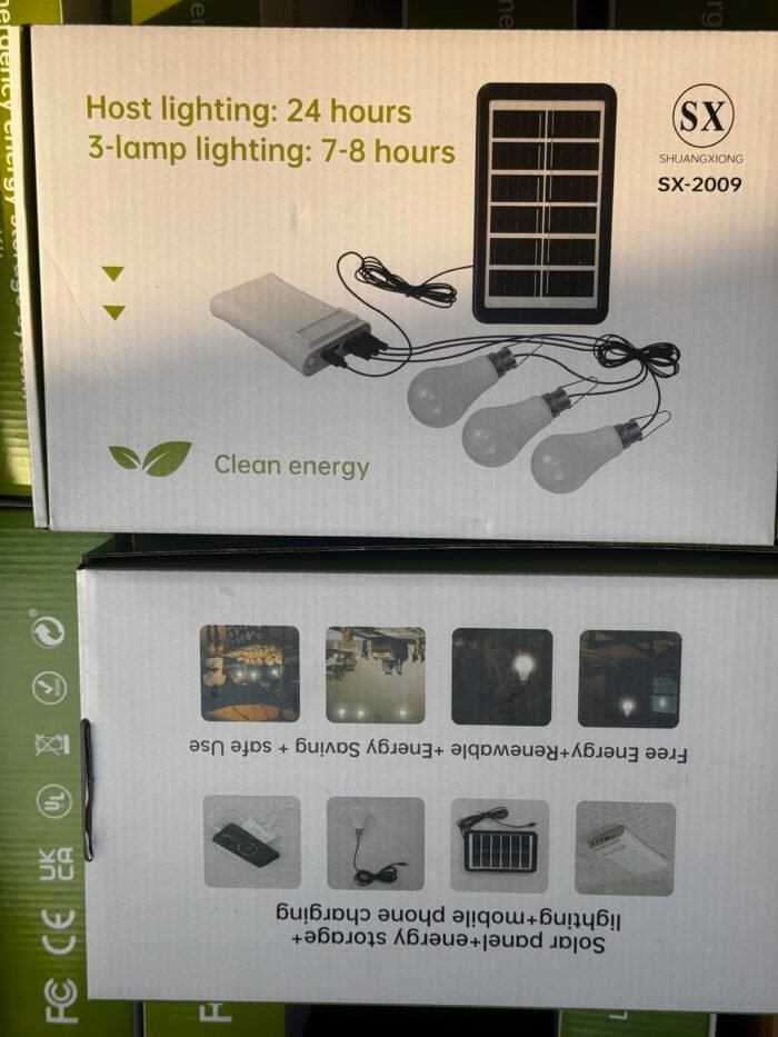 SOLAR POWER BANK COMBO SX(SC-2009) Comes with 
3 bulb
Solar panel 
Power Bank
Can be charged with electricity or solar - Image 5